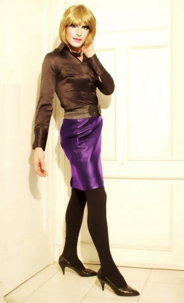 Purple leather skirt